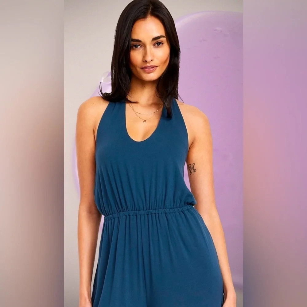 NWTS🦋GAP OLD NAVY LG🦋WAIST DEFINED HALTER STYLE JUMPSUIT FITTED BODICE WIDE LEG - Picture 10 of 15